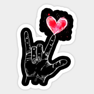 ASL I Love You Hand Sign Language Heart Valentines Day Sticker